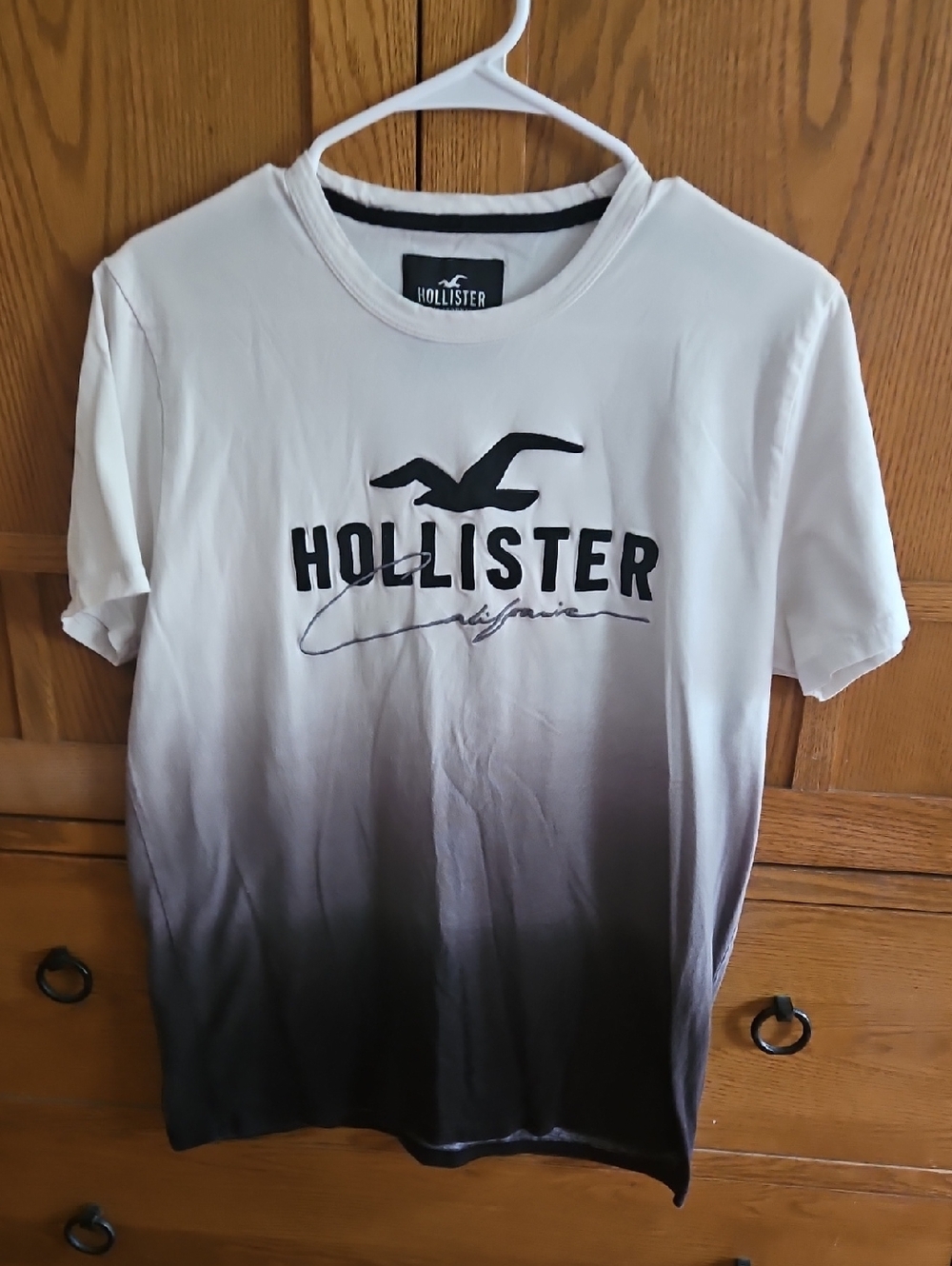 Hollister White to Black Ombre Logo Short Sleeve Tee BOGO